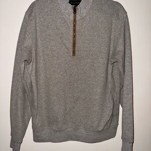 Allen Edmonds Grey Quarter-Zip Pullover with Brown Zip Trim